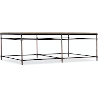 Transitional Rectangular Metal and Wood Cocktail Table