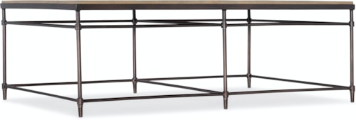 Transitional Rectangular Metal and Wood Cocktail Table