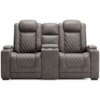 Signature Design by Ashley Furniture Hyllmont Pwr Rec Loveseat with Console and Adj Hdrsts