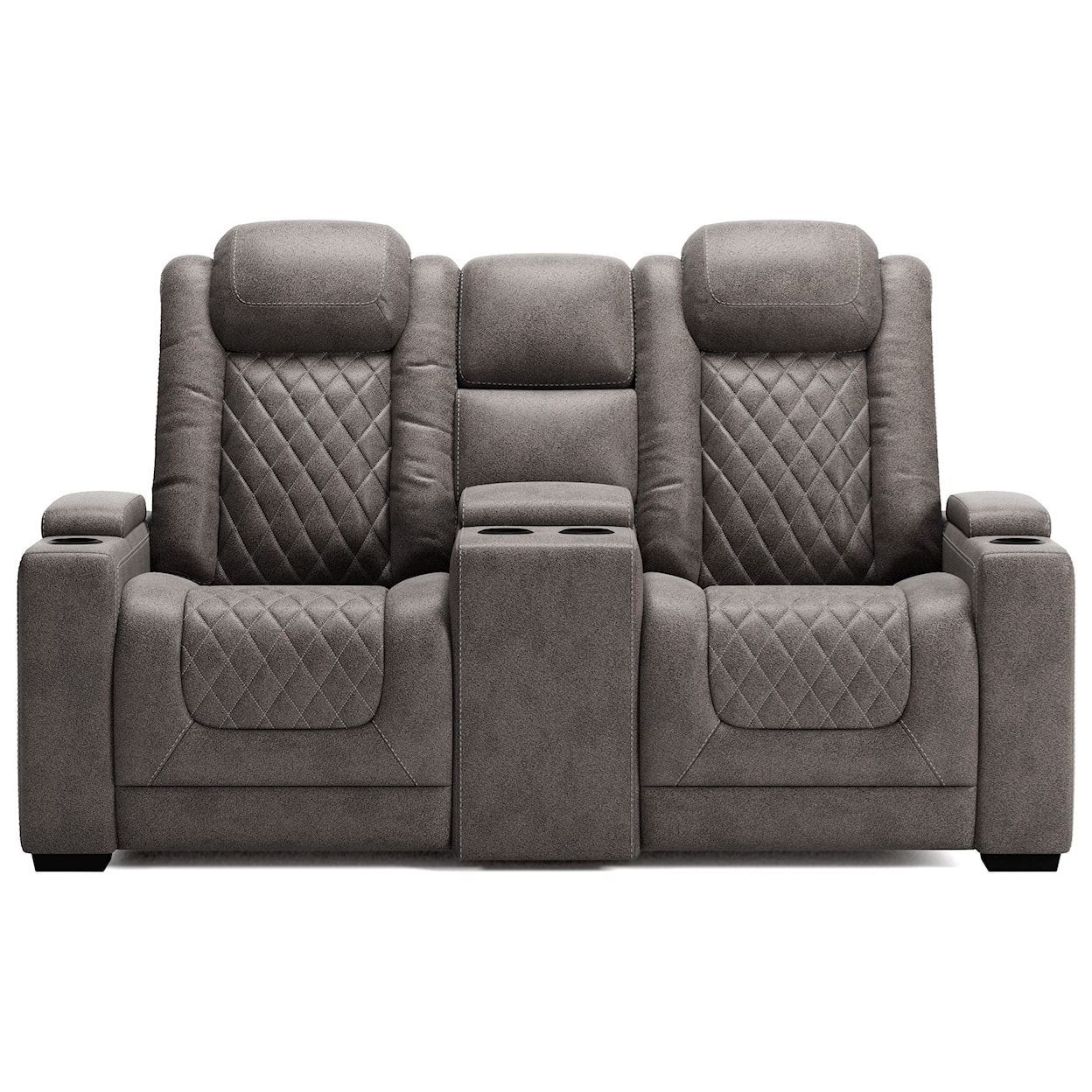 Signature Design by Ashley Furniture Hyllmont Pwr Rec Loveseat with Console and Adj Hdrsts