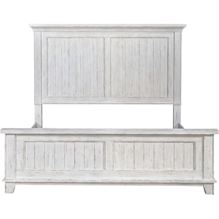 Farmhouse King Panel Bed with Heavy Crown Molding