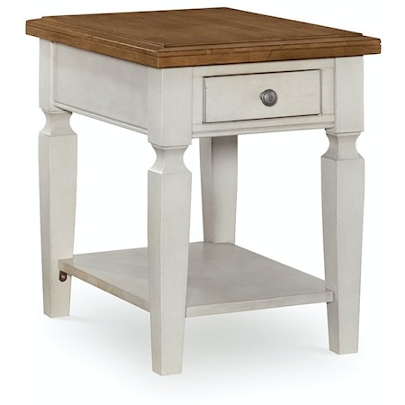 Transitional End Table in Hickory and Shell