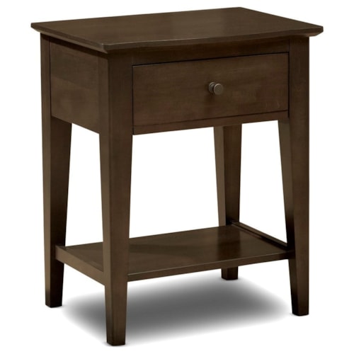 Contemporary 1-Drawer Night Table with Lower Storage Shelf