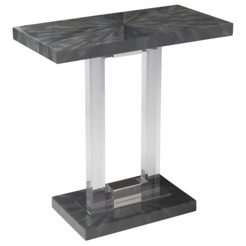 Contemporary Rectangular Spot Table with Faux Horn Top and Acrylic Base