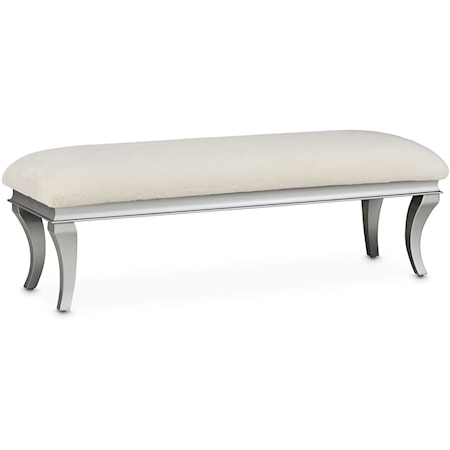 Glam Upholstered Rectangular Bench with Sloped Legs