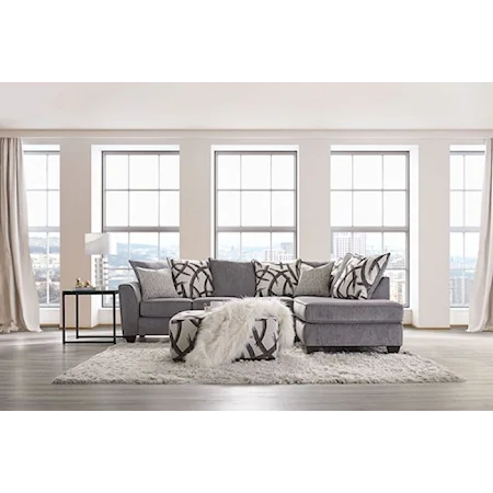 Transitional Sectional Sofa with Right Facing Chaise