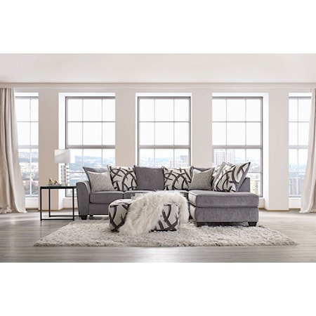 Transitional Sectional Sofa with Right Facing Chaise
