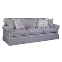 Casual Estate Sofa with Rolled Arms and Skirt