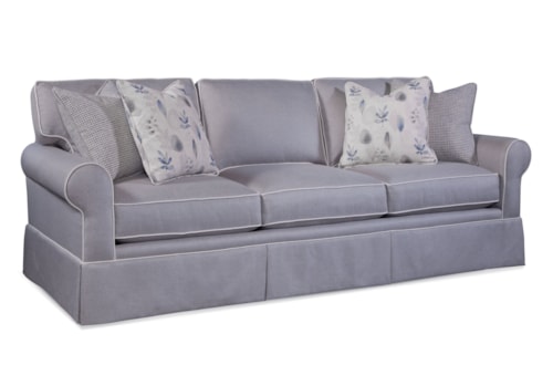 Casual Estate Sofa with Rolled Arms and Skirt