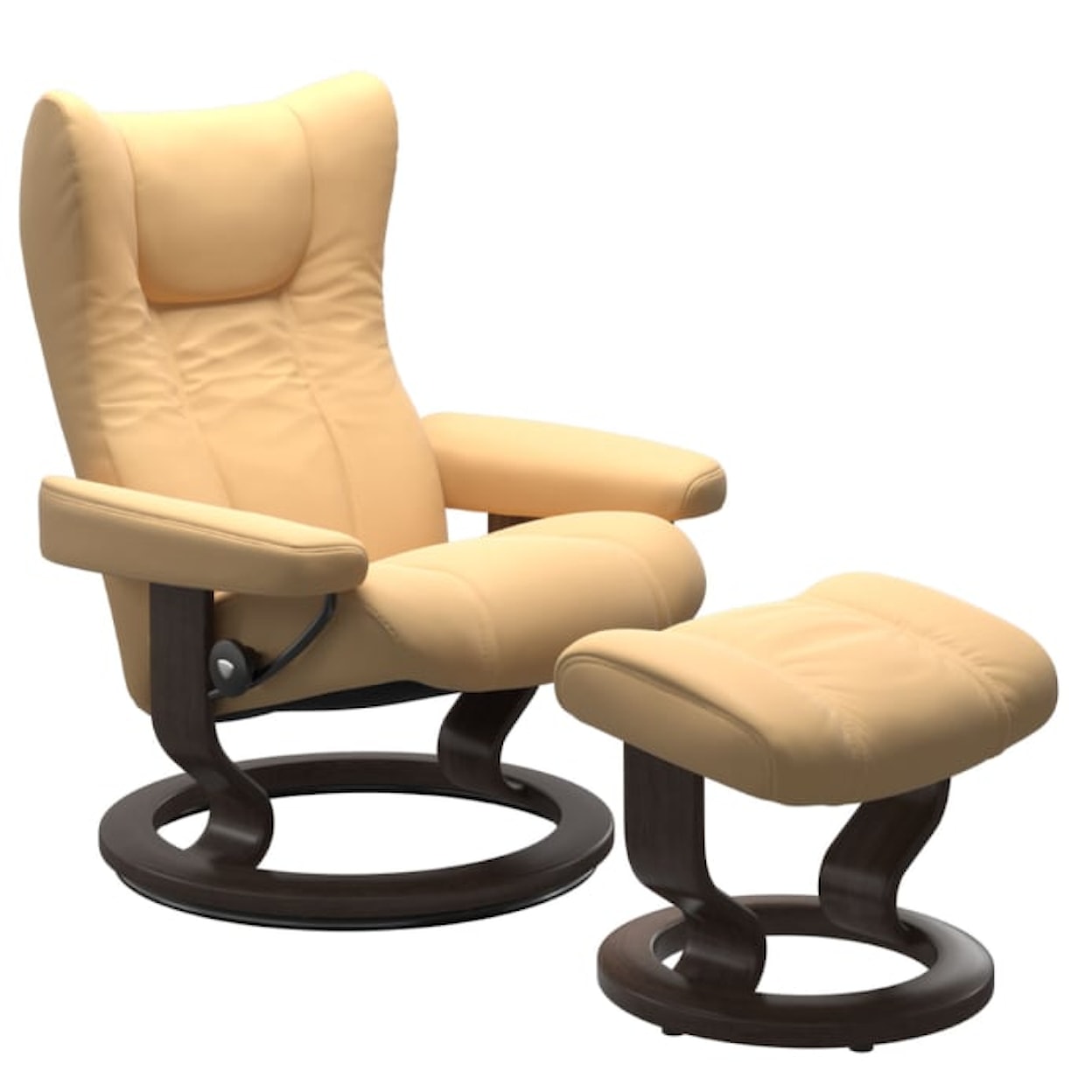 Stressless by Ekornes Wing Medium Chair & Ottoman with Classic Base