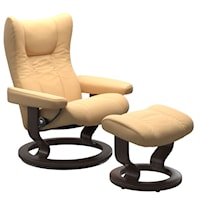 Medium Reclining Chair & Ottoman with Classic Base