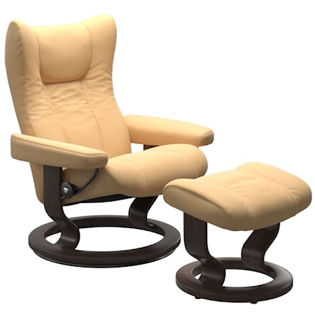 Medium Chair & Ottoman with Classic Base