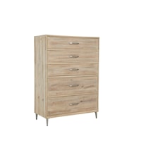 Transitional 5-Drawer Bedroom Chest with Pull-Out Valet Rods