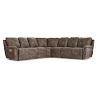 Casual 6-Seat Power Reclining Sectional Sofa with Power Headrest and Lumbar