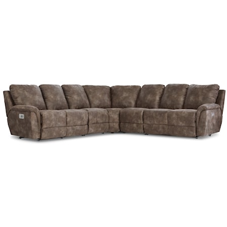 Casual 6-Seat Power Reclining Sectional Sofa with Power Headrest and Lumbar