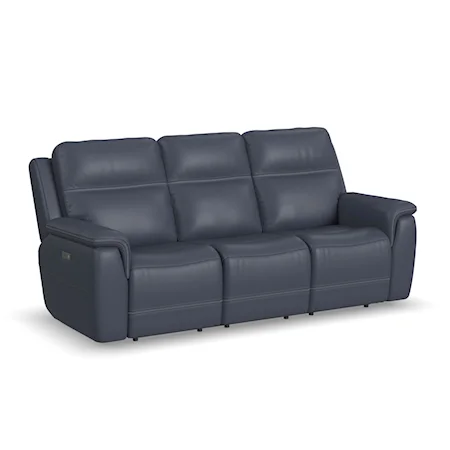 Casual Power Reclining Sofa with Power Headrests & Lumbar