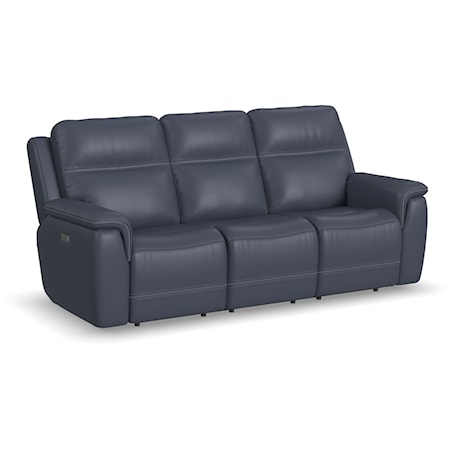 Casual Power Reclining Sofa with Power Headrests & Lumbar