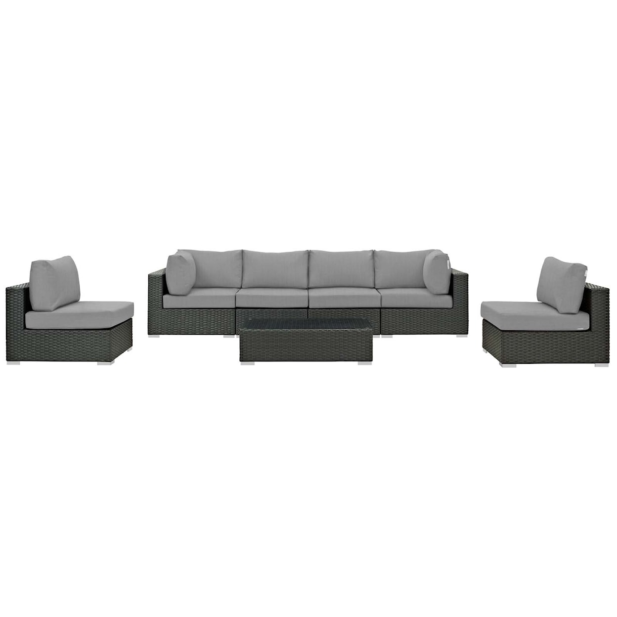 Modway Sojourn Outdoor 7 Piece Sectional Set