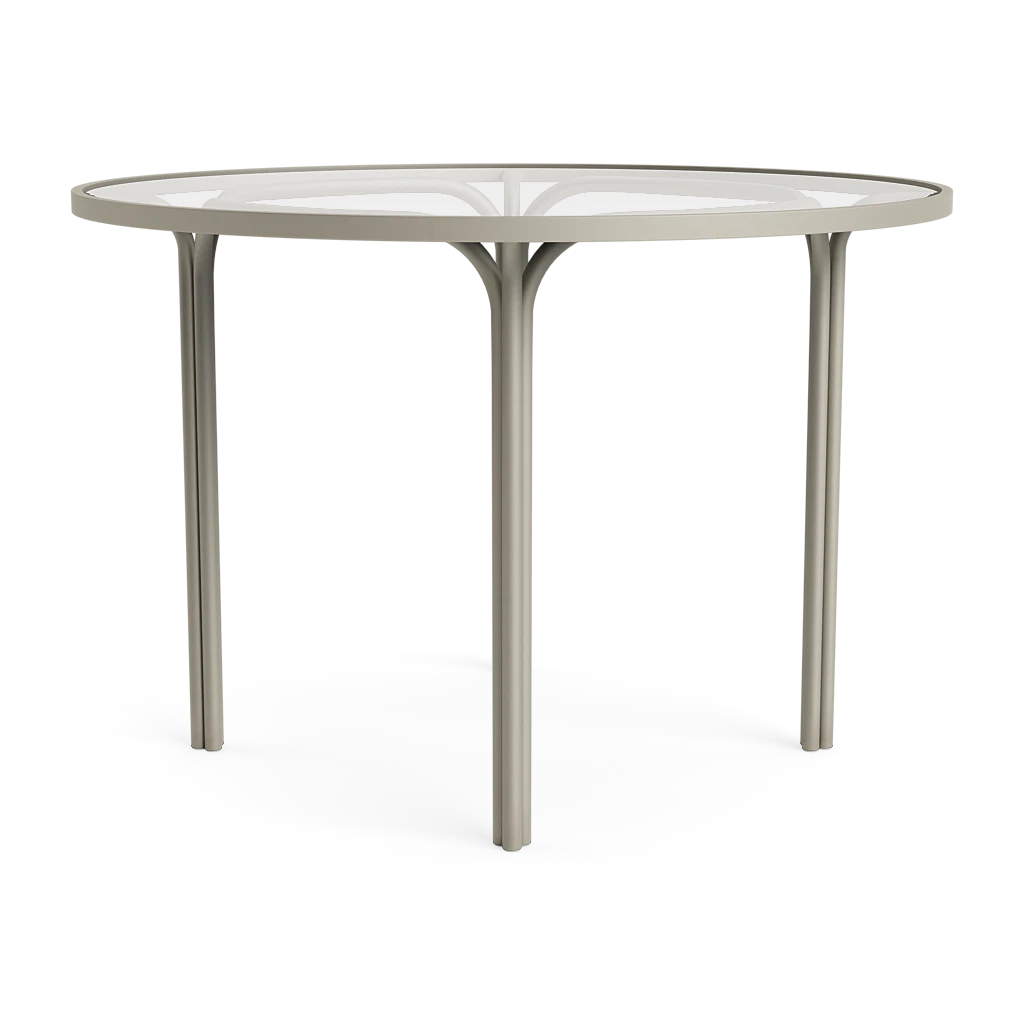 42" Rd. Glass-Top Aluminum Dining Table