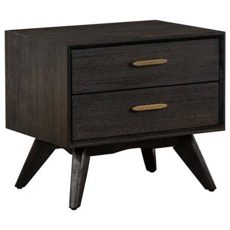 Acacia Mid-Century 2 Drawer Nightstand