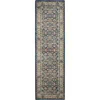 2'4" x 8' Navy/Multicolor Runner Rug