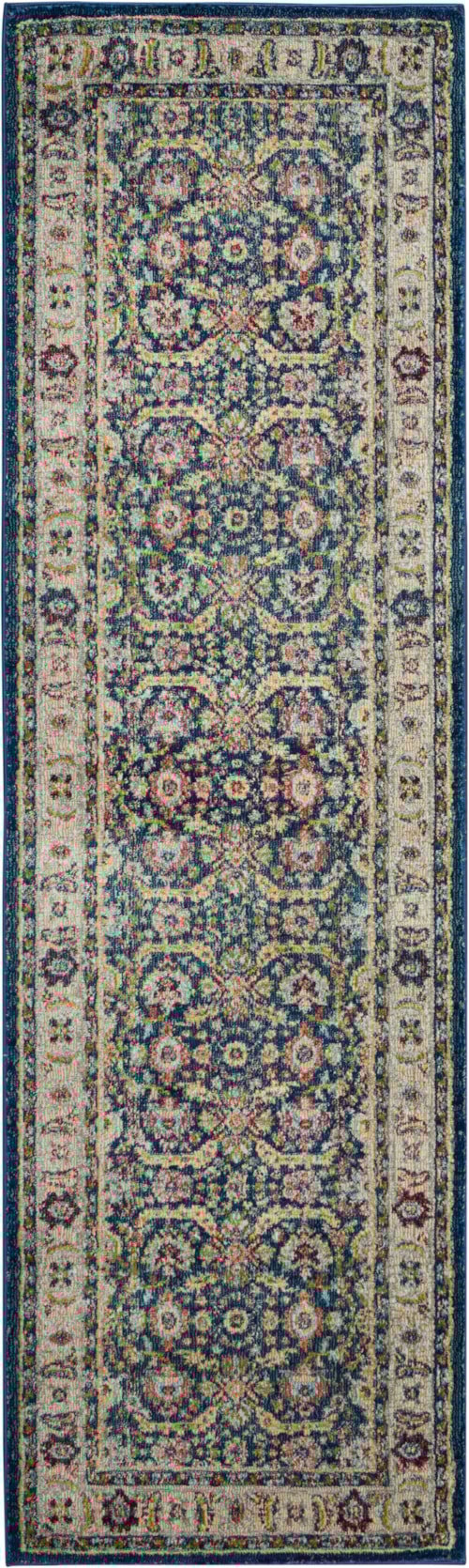 2'4" x 8' Navy/Multicolor Runner Rug