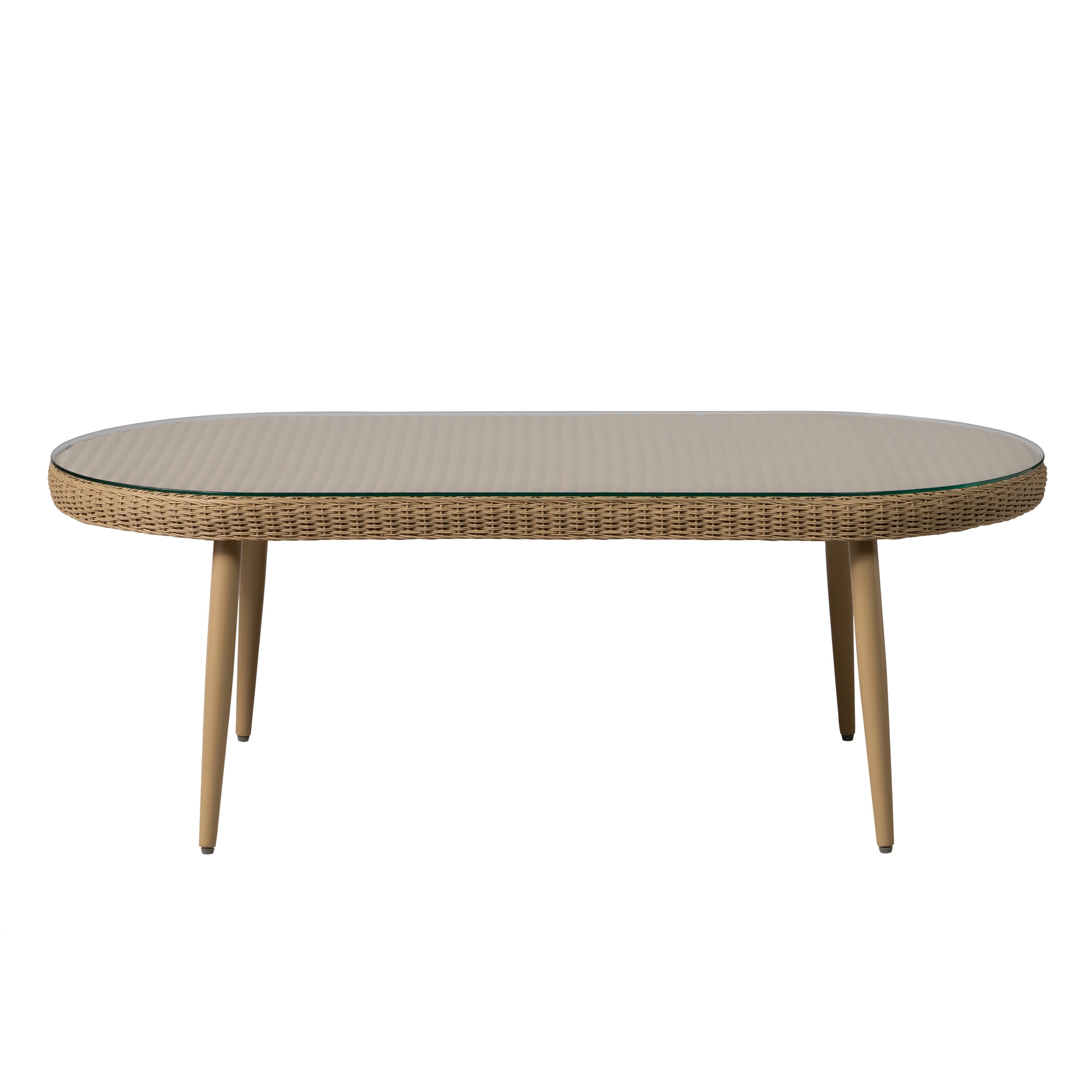 48" Oval Glass-Top Wicker Cocktail Table