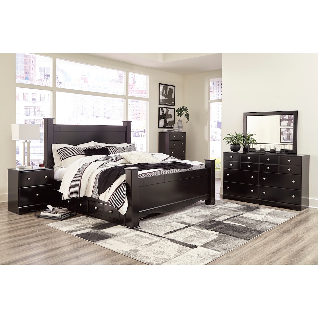 Ashley Furniture Signature Design Mirlotown King Poster Bed with Storage