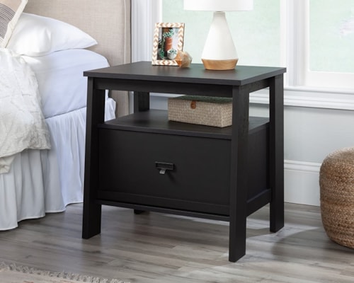 Contemporary 1-Drawer Nightstand with Storage Shelf
