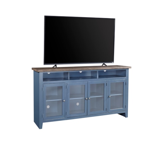Transitional 65" Highboy Console with Soundbar Compartment