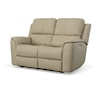 Flexsteel Aarons Power Headrest & Lumbar Reclining Loveseat