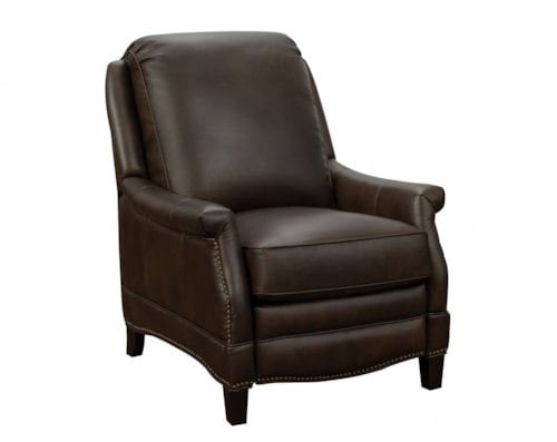 Transitional Push Back Recliner with Nail Head Trim