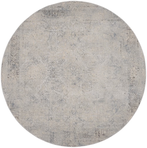 5'3"  Ivory/Light Blue Round Rug