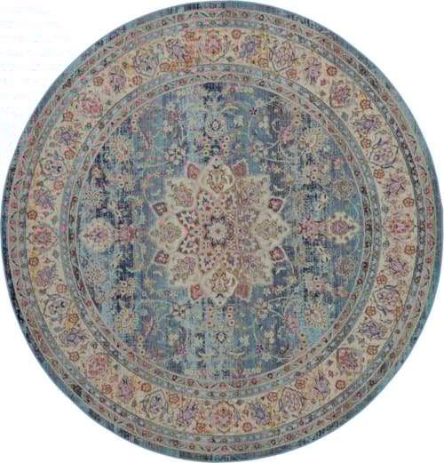 4'  Blue Round Rug