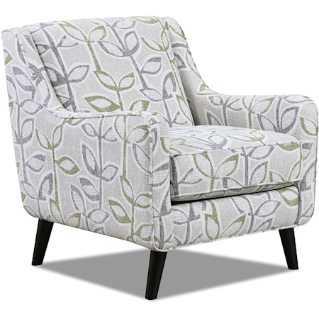Mid-Century Modern Accent Chair in Plant Fabric