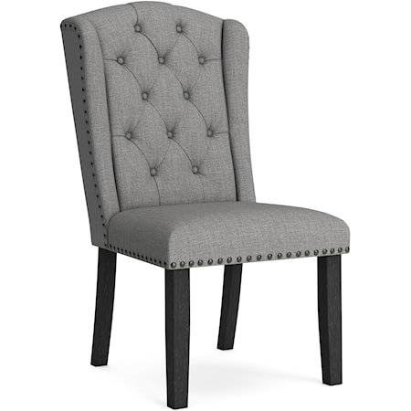 Dining Upholstered Side Chair with Tufted Wingback and Nailhead Trim