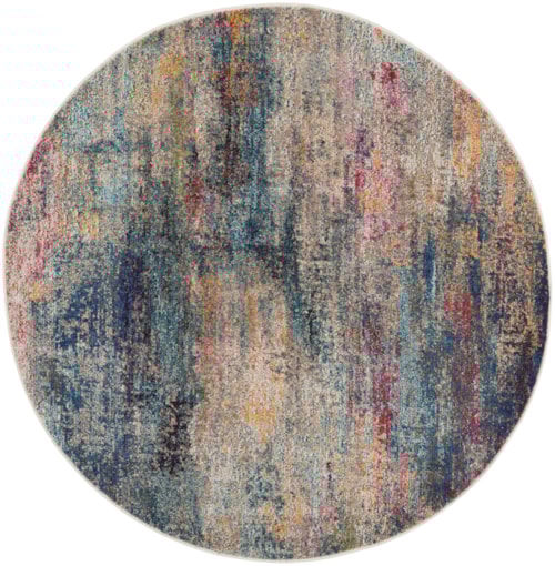 5'3"  Multicolor Round Rug