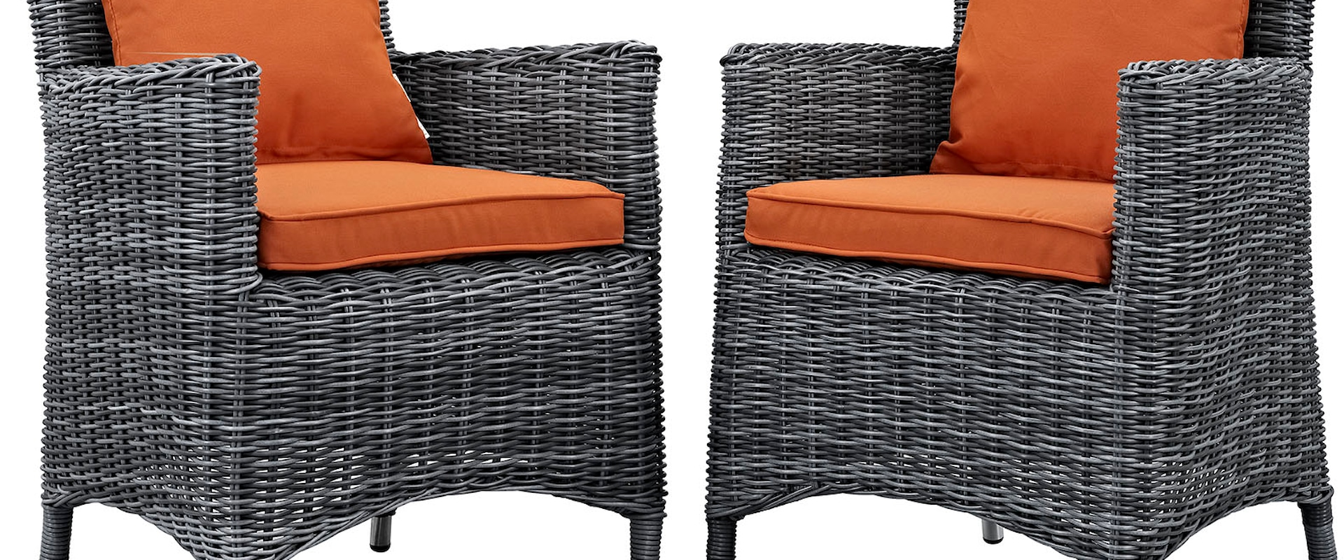 Summon Coastal Outdoor Patio Sunbrella® Dining Arm Chair - Gray/Tuscan - Set of 2