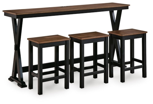 Counter Height Dining Table And 3 Barstools Set
