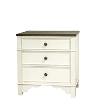 Cottage 3-Drawer Nightstand with Felt-Lining and Dual USB Charging Port