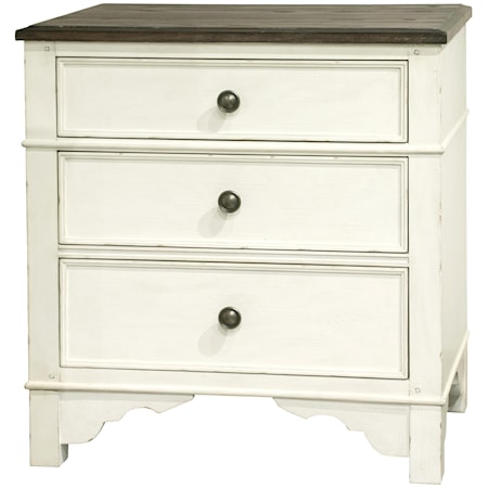 Cottage 3-Drawer Nightstand with Felt-Lining and Dual USB Charging Port
