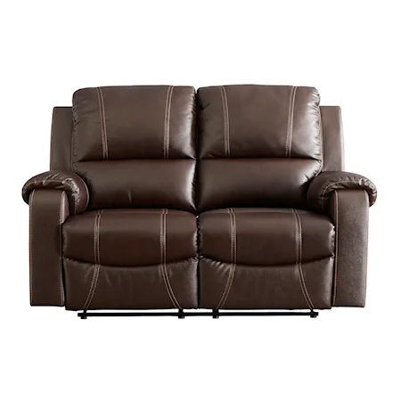 Leather Match Reclining Loveseat