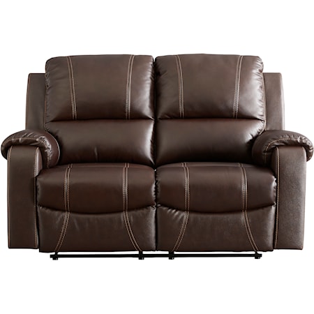 Leather Match Reclining Loveseat