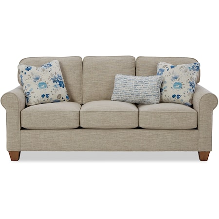 Transitional 80 Inch Sofa with Rolled Armrests