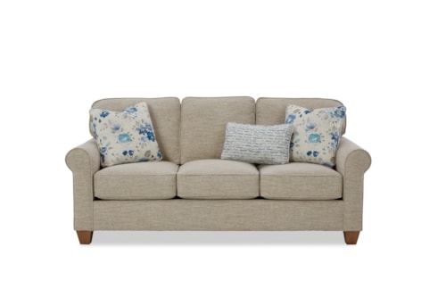 Transitional 80 Inch Sofa with Rolled Armrests