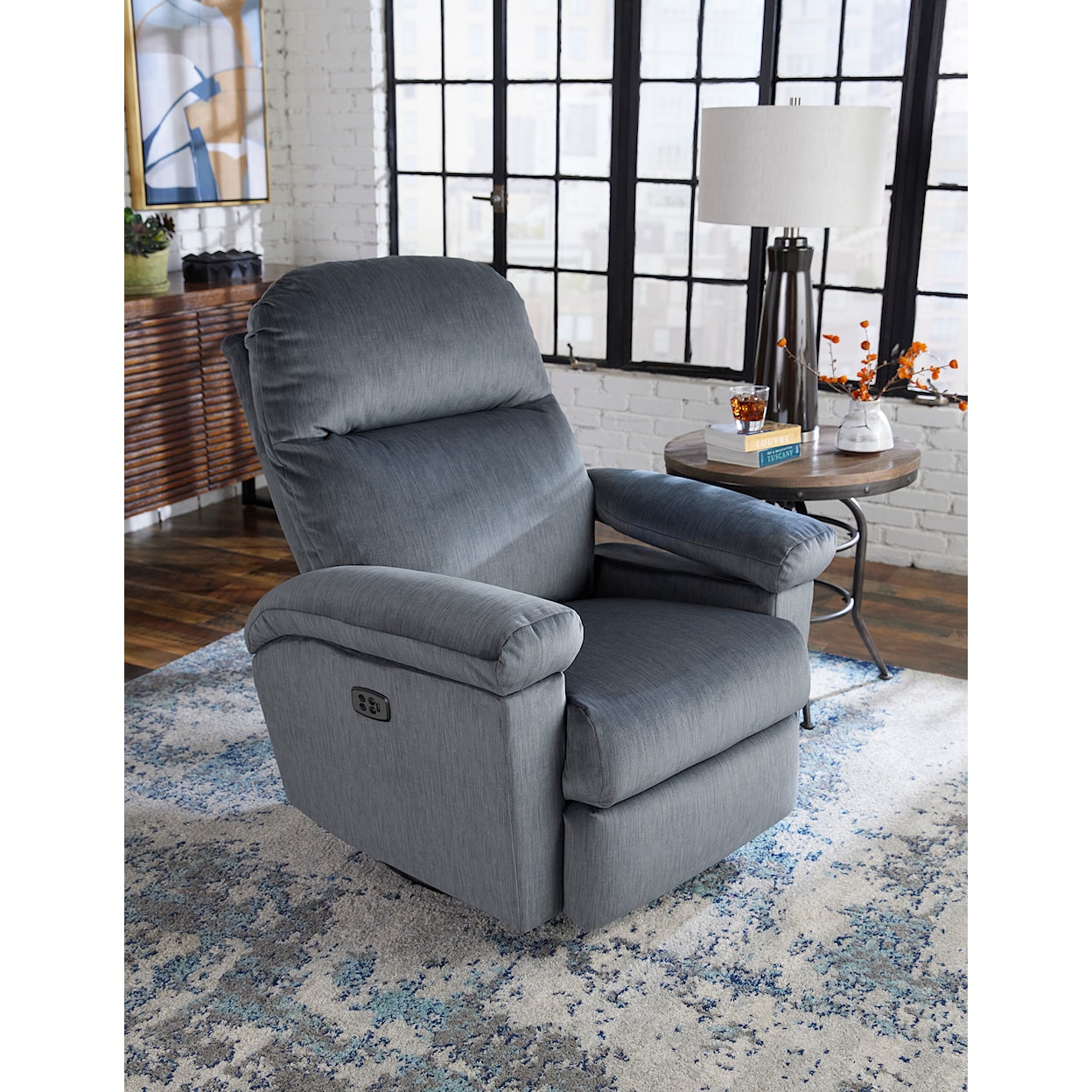 Bravo Furniture Jodie Pwr Swivel Recliner w/ Adjustable Arms & HR