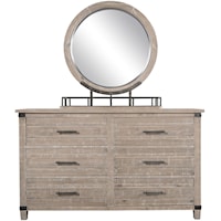 Rustic Farmhouse 6-Drawer Dresser & Mirror Set with Felt-Lined Top Drawers