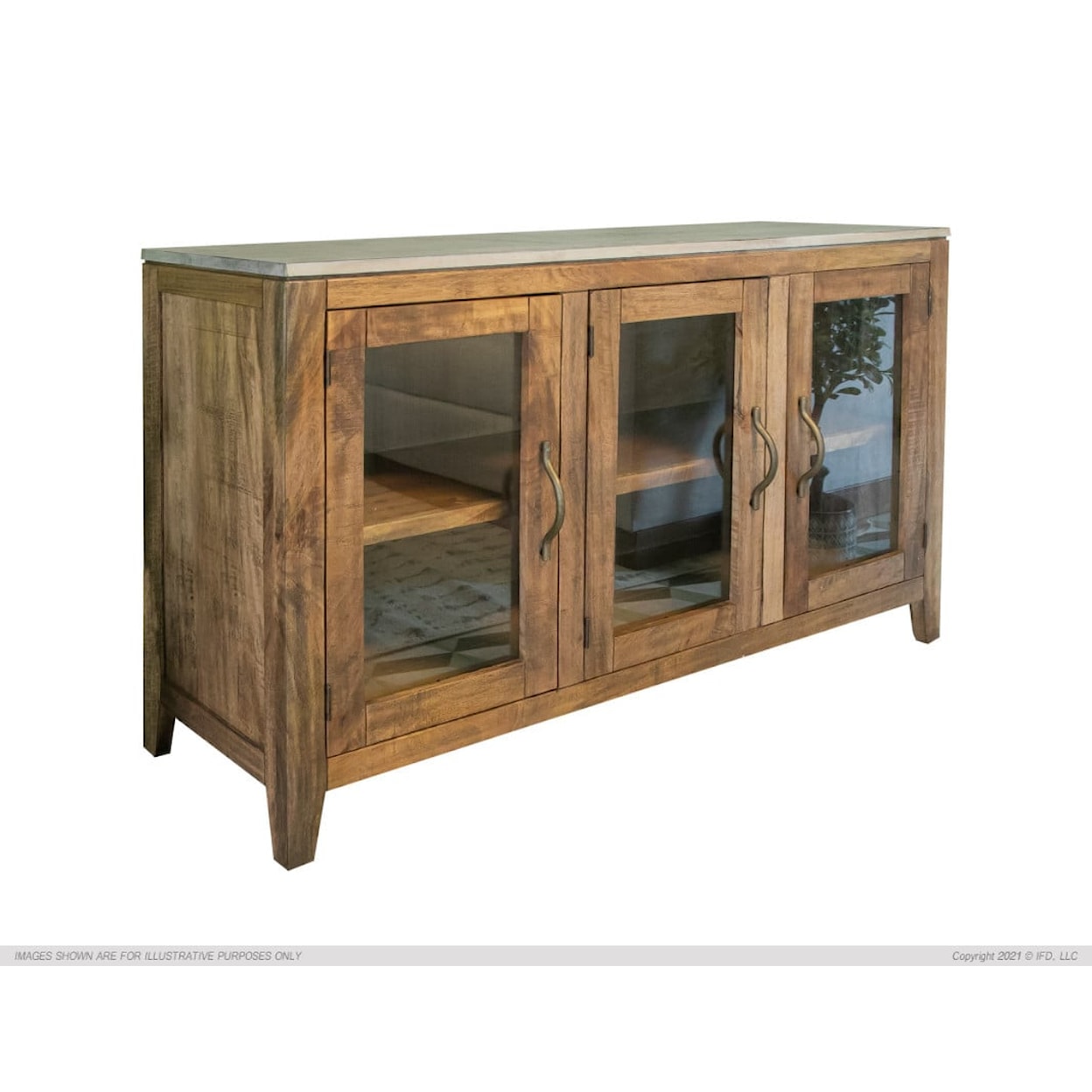 International Furniture Direct Tulum 3-Door Console Table with Storage