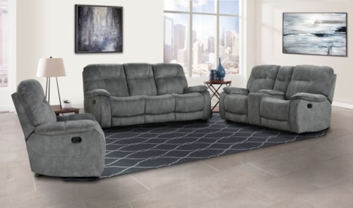 Casual 3-Piece Manual Reclining Living Room Set