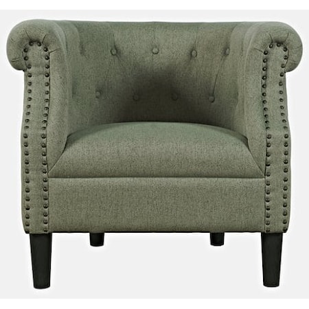 Lily Transitional Upholstered Accent Chair with Nailhead Trim - Sage